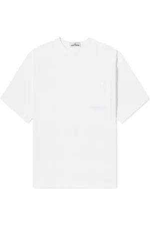 Stone Island Top, Herre, Hvid, XL, Bomuld, Hvid Bomulds T-Shirt med Logo Print