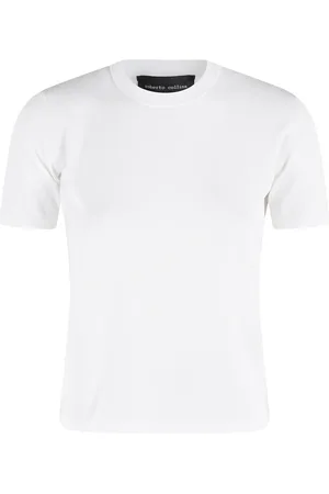 Roberto Collina Top, Dame, Hvid, M, Bomuld, Afslappet Bomulds T-shirt i Forskellige Farver