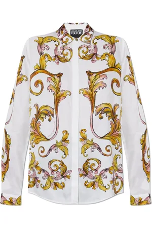 VERSACE Bluser & Skjorter, Dame, Hvid, M, Uld, Skjorte med barokprint