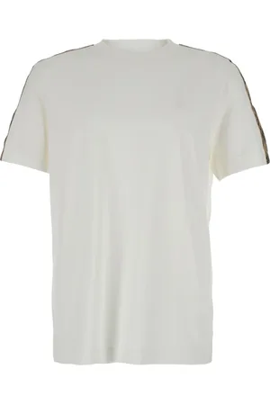 Burberry Top, Herre, Hvid, S, Bomuld, Check Tape T-shirt Slim Fit