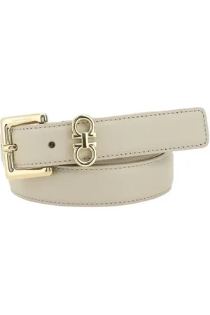 Salvatore Ferragamo Tilbehør, Dame, Grå, 75 CM, Læder, Dobbelt Hook Spænde Læderbælte