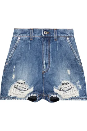 Dolce & Gabbana Shorts, Dame, Blå, 3XS, Denim, Højtaljede denim shorts