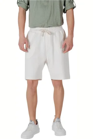 GIANNI LUPO Shorts, Herre, Hvid, M, Bomuld, Hvide Bomuldssnøre Shorts med Lommer