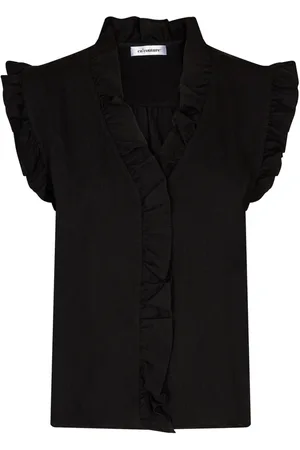 Co`Couture Bluser & Skjorter, Dame, Sort, XS, Feminin Frill Top Sort