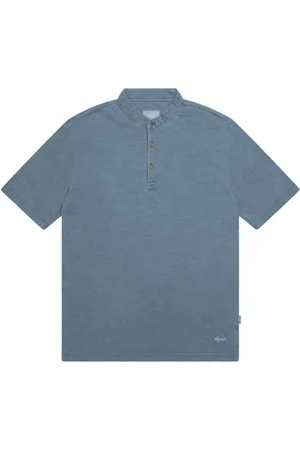 At.p.Co Top, Herre, Blå, L, Bomuld, Lysblå Bomuld T-shirt med Mandarin Krave
