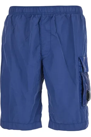 C.P. Company Shorts, Herre, Blå, L, Blå badeshorts med logo plakette