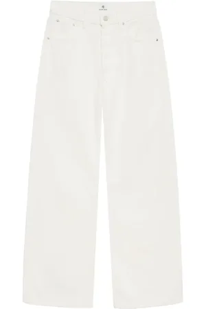 ANINE BING Jeans, Dame, Hvid, W25, Ecru Klassiske Jeans med Frontknapper