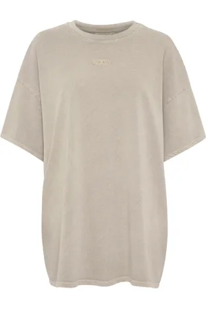 Gestuz Top, Dame, Grå, XL, Bomuld, Oversize Tee Top Silver Sage