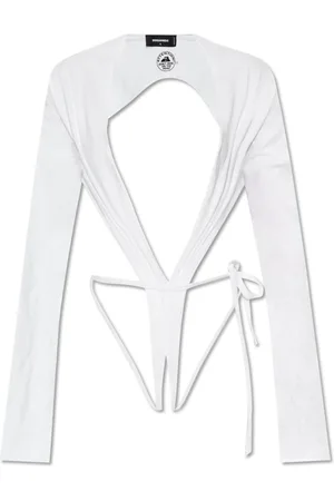 Dsquared2 Top, Dame, Hvid, 2XS, Bomuld, Langærmet bodystocking
