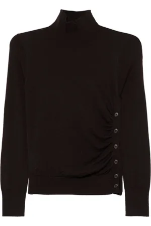 Pinko Strik, Dame, Brun, L, Uld, Brun Uld Turtleneck Sweater
