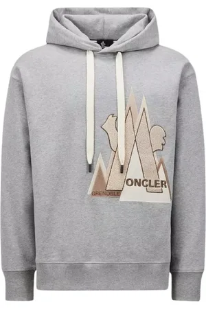 Moncler Sweathshirts & Hoodies, Herre, Grå, S, Bomuld, Grå Bomuld Hættetrøje