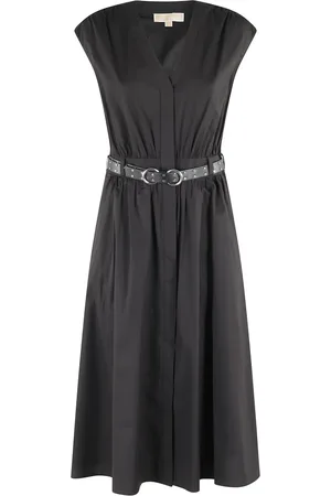 Michael Kors Kjole, Dame, Sort, L, Poplin Midi Kjole