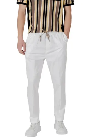 GIANNI LUPO Bukser, Herre, Hvid, XL, Uld, Stilfulde Lace-Fastening Bukser med Lommer