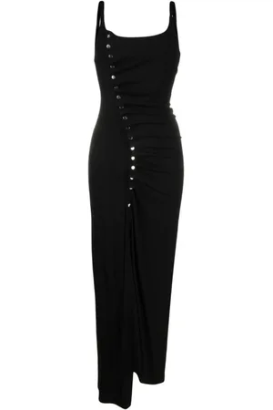 Paco rabanne Kjole, Dame, Sort, M, Flatterende Maxikjole i Viscose Stof