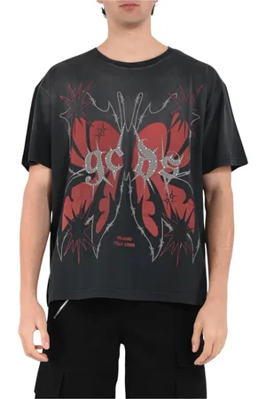 GCDS Top, Herre, Sort, M, Bomuld, Studded Print Oversized T-shirt