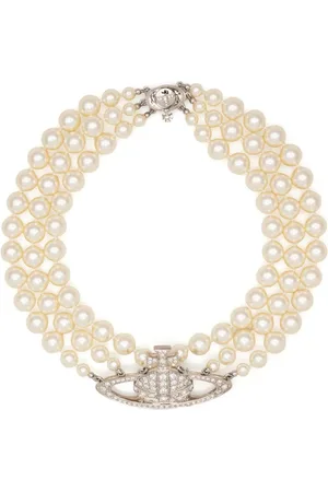 Vivienne Westwood Tilbehør, Dame, Grå, ONE SIZE, Perle Bas Relief Platin Krystal