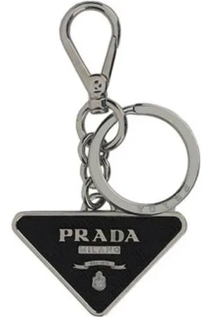 Prada Tilbehør, Herre, Sort, ONE SIZE, Sort Emalje Trekant Nøglering