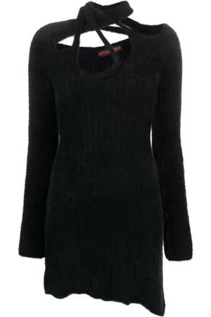 OTTOLINGER Kjole, Dame, Sort, S, Uld, Sort Strikket Crossover Kjole