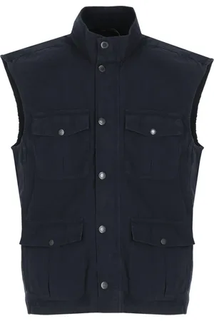 Barbour Jakke, Herre, Blå, XL, Bomuld, Blå Bomuldsvest med Lynlås