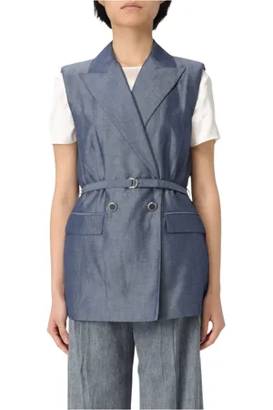 Liu Jo Jakke, Dame, Blå, S, Linned, Linned Bluse