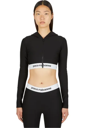 Paco rabanne Sweathshirts & Hoodies, Dame, Sort, S, Beskåret hættetrøje