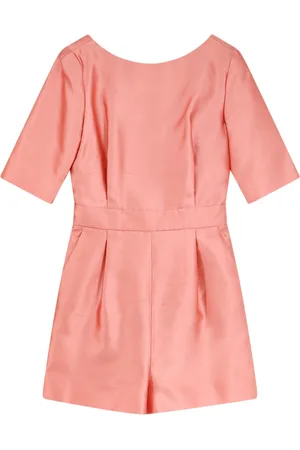 Max Mara Jumpsuits & Playsuits, Dame, Lyserød, M, Bomuld, Silke Bomuld Kjole Krydsryg