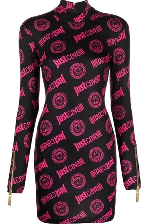 Roberto Cavalli Kjole, Dame, Sort, XS, Polyester, Sort Langærmet Minikjole
