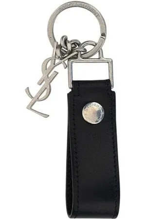 Saint Laurent Tilbehør, Herre, Sort, ONE SIZE, Læder, Sort læder nøglering
