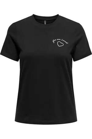 ONLY Top, Dame, Sort, S, Bomuld, Fold-Up Top T-Shirt