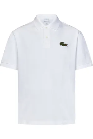 Lacoste Top, Herre, Hvid, S, Bomuld, Hvid Polo Skjorte med Krokodille Badge
