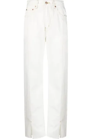 KSUBI Jeans, Dame, Hvid, W24, Bomuld, Hvide Straight Jeans med Sugar Rush Panel