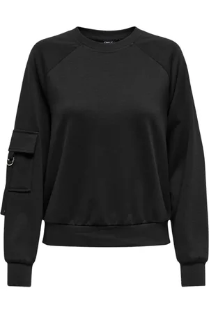 ONLY Sweathshirts & Hoodies, Dame, Sort, M, Uld, Afslappet Liv Langærmet Sweatshirt