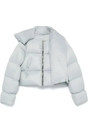 Rick Owens Jakke, Dame, Blå, S, Uld, Lyseblå jakke med tragthals