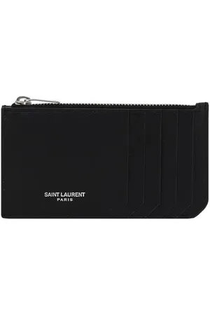 Saint Laurent Tilbehør, Herre, Sort, ONE SIZE, Elegant Kortholder med Lynlåslomme