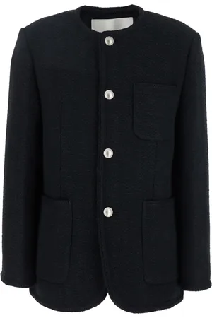 DUNST Jakke, Dame, Sort, S, Tweed, Oversized Collarless Tweed Jakke Sort