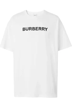 Burberry Top, Herre, Hvid, 2XS, Bomuld, Ikonisk Hvid T-shirt med Trykt Logo