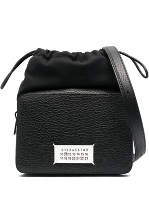 Maison Margiela Taske, Dame, Sort, ONE SIZE, Uld, Sort Læder Skuldertaske med Logo