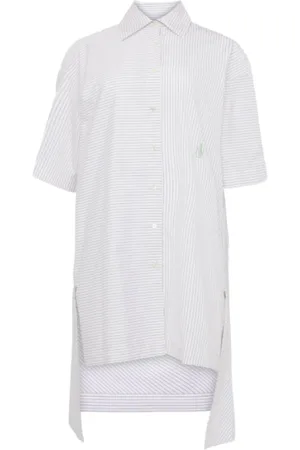 J.W.Anderson Kjole, Dame, Hvid, 3XS, Bomuld, Skjortekjole med asymmetrisk kant