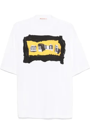 Marni Top, Herre, Hvid, L, Bomuld, Grafisk Print T-shirt Moderne Stil
