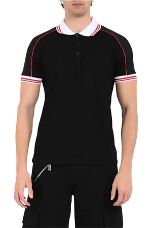 GCDS Top, Herre, Sort, XL, Bomuld, Bomuldspolo med knappet krave