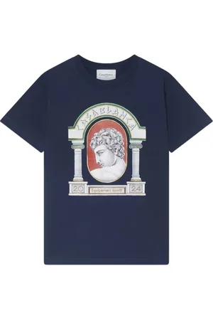 Casablanca Top, Herre, Blå, S, Bomuld, Blå Bomuld T-shirt med Tennis Print