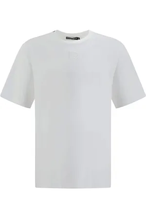 Dolce & Gabbana Top, Herre, Hvid, M, Bomuld, Monokrom T-shirt med logo