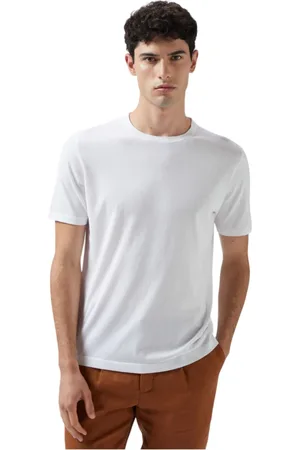 KANGRA CASHMERE Top, Herre, Hvid, L, Bomuld, Bomuld T-shirt