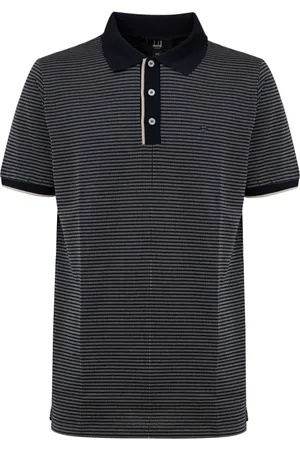 Dunhill Top, Herre, Blå, M, Bomuld, Marineblå Bomuld Jacquard Polo