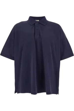 J.W.Anderson Top, Herre, Blå, L, Bomuld, Blå Oversize Polo Shirt med Logo