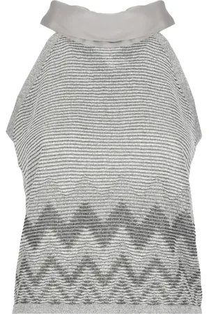 D.EXTERIOR Top, Dame, Grå, S, Sølv Viskose Top med Lurex Detaljer