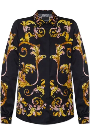 VERSACE Bluser & Skjorter, Dame, Sort, S, Uld, Skjorte med barokprint