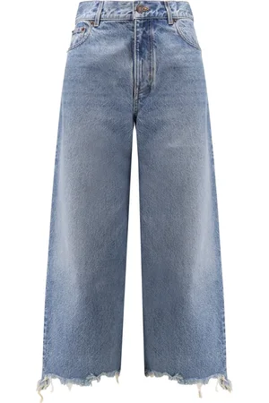 Chloé Jeans, Dame, Blå, W25, Læder, Blå Jeans med Læder Logo Patch