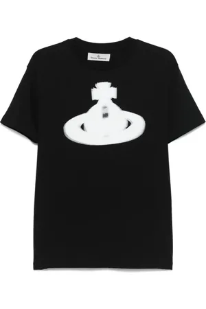 Vivienne Westwood Top, Herre, Sort, 2XL, Klassisk Sort Orb Print T-Shirt