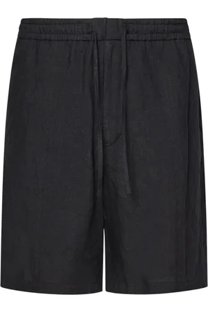 Emporio Armani Shorts, Herre, Sort, XL, Linned, Sorte Linnedshorts med Elastisk Talje